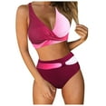 thumbnail image 1 of MIASHUI Women's Bikini Sets Two Piece Swimsuits High Waisted V Neck Bathing Suits,Wine,S, 1 of 7