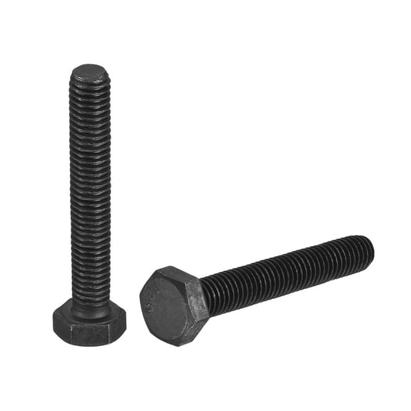 2Pack M8-1.25 x 50mm Left Hand Hex Head Bolt, Black Oxide Carbon Steel Reverse Fully Threaded  Fastener Screws Bolts for Machinery, Automobiles and Construction