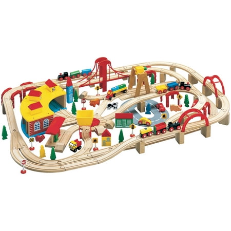 Wooden Train Play Set, 145-Piece (Best Wooden Train Sets For Kids)