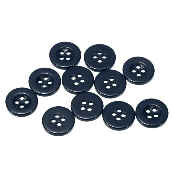 Uxcell Resin Sewing Buttons Round Flat 4-Hole Craft Buttons for Card Making Scrapbooking 10 Pcs Navy Blue 12.5mm