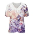 thumbnail image 4 of Lolmot Womens Plus Size Tops Fashion Casual Top Printing Button V-Neck Loose Split Short-Sleeved T-Shirt Blouse, 4 of 5