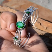 Chrome Diopside Gemstone 925 sterling silver Cuff Bangle Bracelet