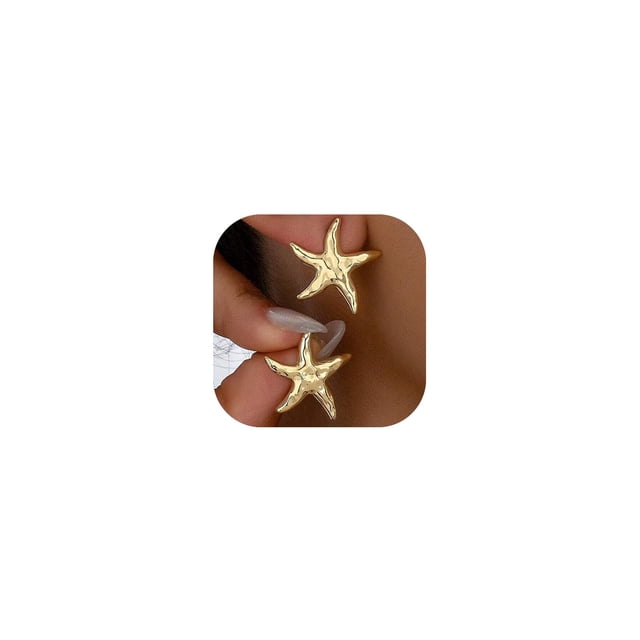 Aros Airvess Estrella de Mar Bañados en Oro 14K Hipoalergénicos