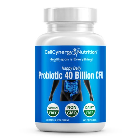 Advanced Probiotics for Women & Men - 40 Billion CFU, Non-GMO, Acidophilus, Prebiotic - Highly Potent, Absorbable, Shelf Stable - Supports Gut Health, Allergies, Skin - CellCynergy 60