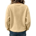 thumbnail image 5 of Womens Crewneck Sweatshirt Casual Long Sleeve Fleece Pullover Tops Crew Neck, Ribbed Design, Drop Shoulder, Workout, Loose Fit, Fall Winter, Daily Wear Khaki S, 5 of 5