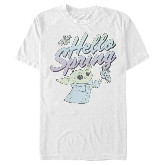 Men's Star Wars: The Mandalorian Grogu Hello Spring Graphic Tee White X Large