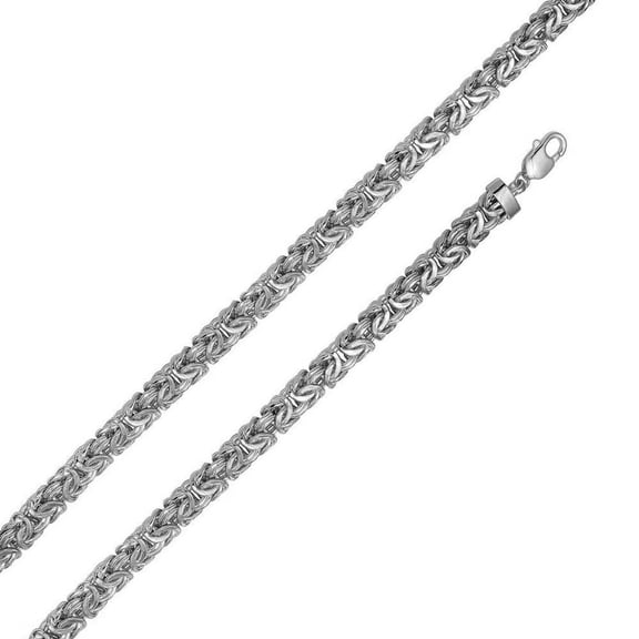 925 Sterling Silver Anti Tarnish Oval Byzantine 9.4mm Chain Made in Italy 24" Jewelry Female Unisex