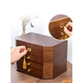 thumbnail image 2 of Solid Wood Jewelry Storage Box With Lock Jewelry Box Large Capacity Simple Retro, 2 of 6