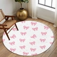 thumbnail image 2 of Round Area Rugs Collection 5 Ft, Valentine's Day Non-Slip Residential Carpet, Pink Bows Shining Stars Simple Art Indoor Crawling Mats Runner Rugs for Living Room/Dining Room/Bedroom, 2 of 7