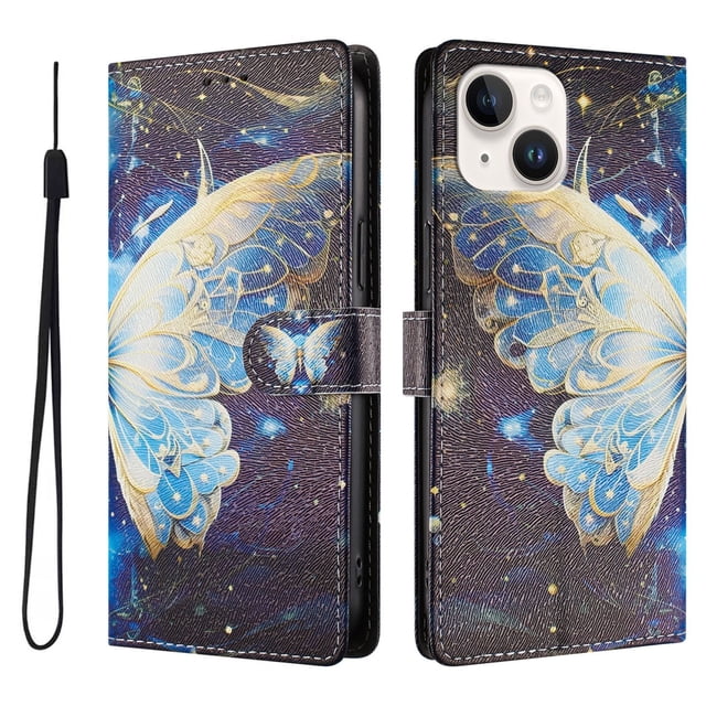 FOXDOCK Funda Tipo Cartera para iPhone 15 Plus con Soporte y Correa – Diseño de Patrones Lindos