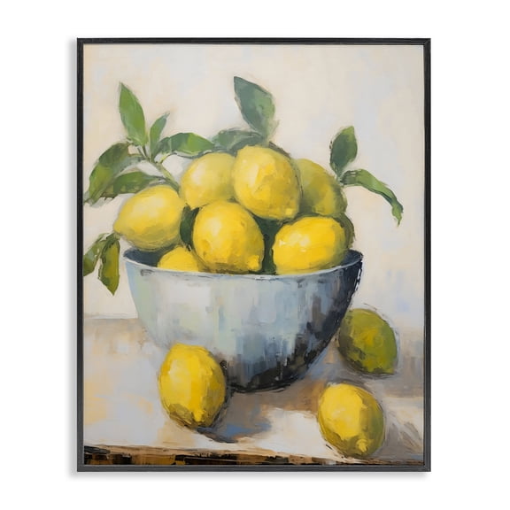 Stupell Industries French Country Lemon Still Life Bowl Black Framed Giclee Art, 11 x 14, by Creative Studio
