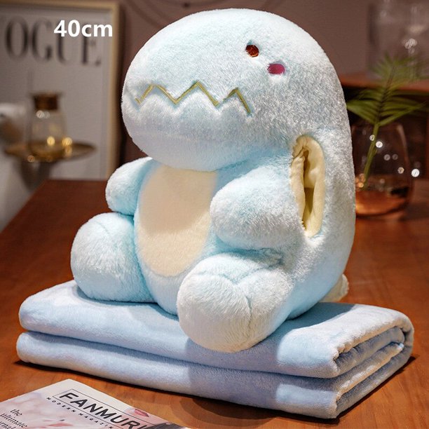 3 en 1 Kawaii dinosaurio calentador de manos almohada manta de peluche suave Animal relleno almohada para siesta juguetes de invierno para niños niñas regalo zhangyuxiang LED