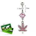 thumbnail image 3 of HOOUN 1pc Girls Body Piercing Jewelry Fashion Drop Dangle Belly Fashion CZ Navel Ring -Leaf, 3 of 8