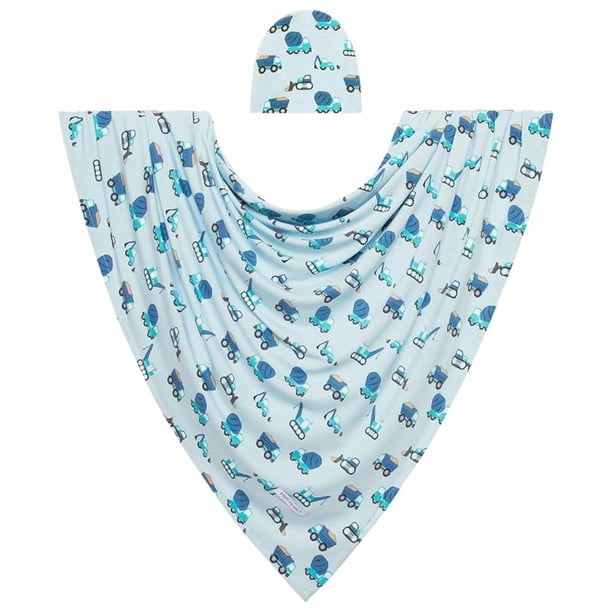 Set de manta y gorro para envolver a Posh Peanut Construction Cars