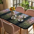 thumbnail image 3 of Stained Glass Table Cloths for 3 Foot Rectangle Tables, Vintage Abstract Botanical Plant Patio Waterproof Elastic Fitted Tablecloths, Washable Rectangular Table Cover for Camping, 3 of 8