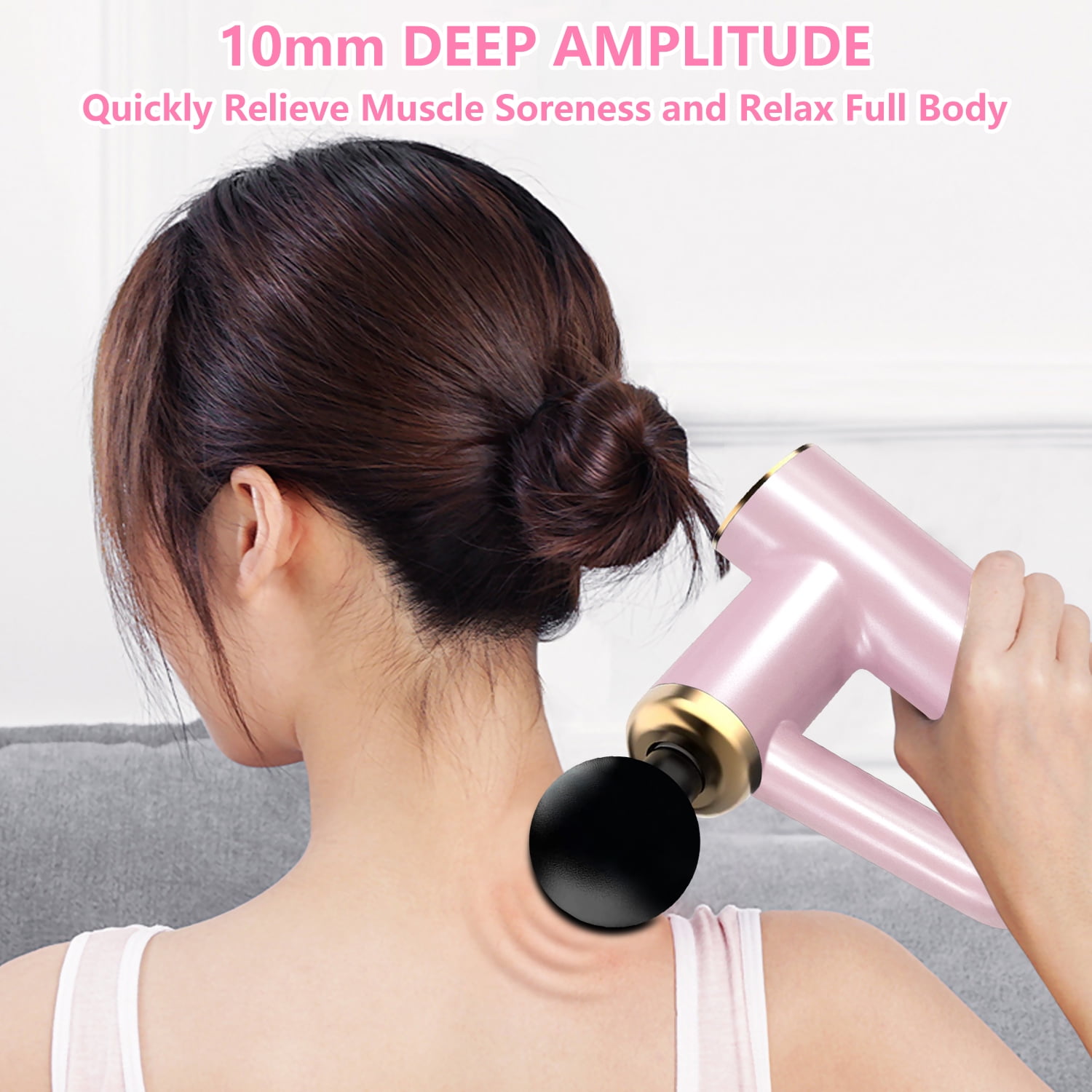 Syenll Massage Gun, Massage Gun Deep Tissue, Percussion Massage Gun with 4 Heads and 6 Speeds, Handheld Massager for Athletes Pain Relief, Pink