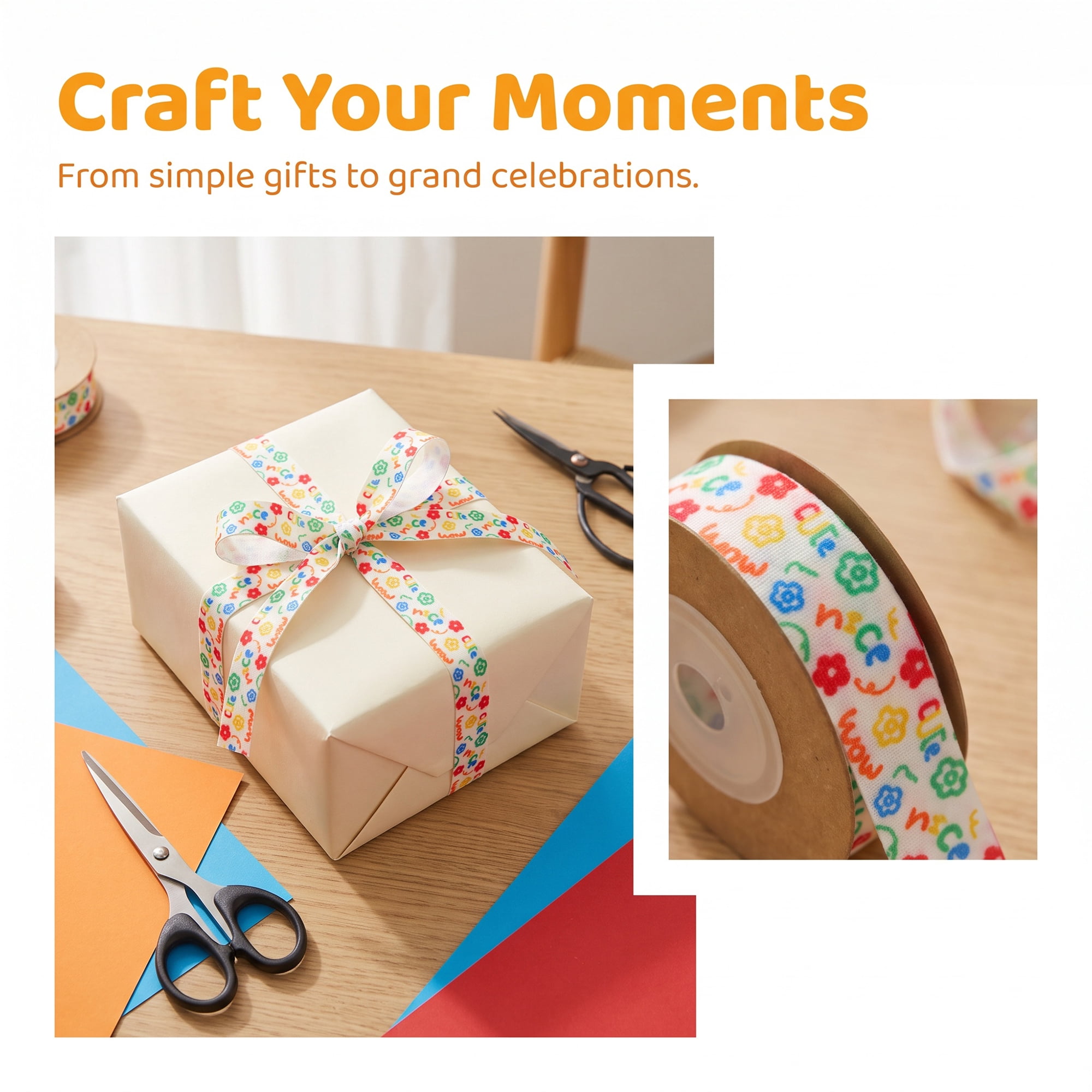 Unique Bargains Vibrant Fabric Cartoon Ribbon for Creative Gift Wrapping Projects Floral