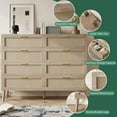 thumbnail image 2 of M optimized 8 Drawer Double Dresser Rattan Chest of Dressers, Modern Wooden Dresser Chest, Mid Century Modern Dresser for Closet with Handles, Beside Table for Bedroom Closet Living Room Entryway, 2 of 9