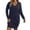 Blue, variant on Fgnfyis Women V Neck Long Sleeve Cable Knit Sweater Dress Loose Oversized Sweater Dresses Pullover for Women Blue L