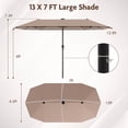 thumbnail image 3 of Costway 13 FT Large Patio Umbrella with LED Solar Lights Crank Handle 12 Heavy-Duty Ribs Brown, 3 of 10