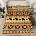 thumbnail image 2 of Homewish Rustic Boho Tribal Queen Sheet Sets,Retro Rustic Aztec Flat Sheet,Brown Black Queen Fitted Sheet For Men Women,Super Cozy Room Decor,4 Pieces, 2 of 7