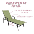 thumbnail image 2 of Camastro Reclinable Metálico Textileno Verde Jardín Alberca Terraza Soporta 120kg 3 Piezas, 2 of 5