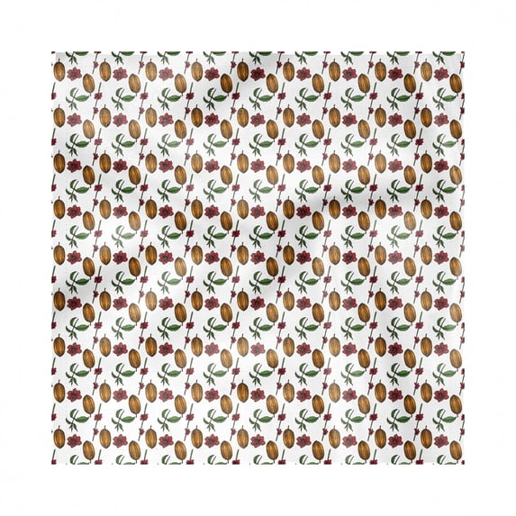 Cocoa Decorative Satin Napkins Set of 4, Tropical Beans with Blooming Flowers Exotic Food Seeds Design, Square Fabric Party & Dinner Napkin, 12", Hunter Green Pale Coffee, by Ambesonne
