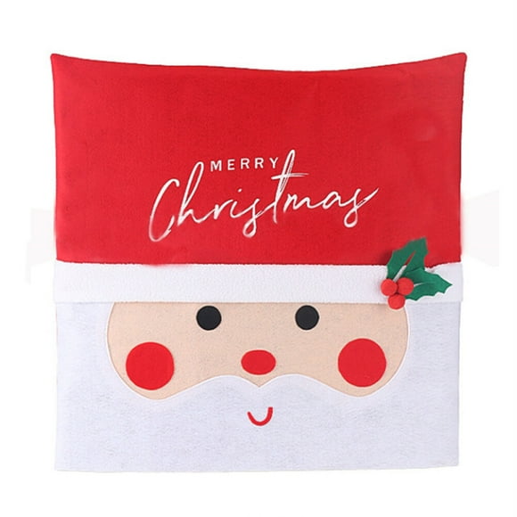 Christmas Decoration Santa Claus Chair Cover with LED Lights Christmas Chair Back Cover for Cafes and Restaurants