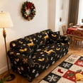 thumbnail image 5 of Cinvoph Christmas Couch Covers Washable, Warm Soft Reindeer Slipcovers for 2-3 Cushion Sofa, Non Slip Jacquard Sofa Cover Furniture Protector Decor for Winter Xmas Living Room, Black, 5 of 6