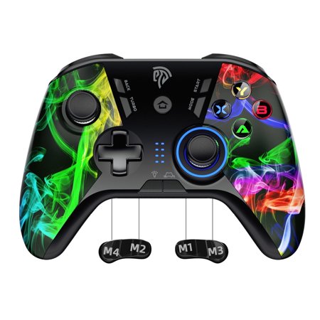 BROUJOY Wireless PC Gaming Controller for PC/ Android TV/TV Box/PS3 with Programmable Keys, LED Light, TURBO, Battery Up to 12 Hrs