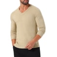 thumbnail image 5 of INSPIRE CHIC Men's Long Sleeve V-Neck Solid Color Knitted Pullover Sweater L Beige, 5 of 6