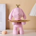 thumbnail image 3 of GUOOL Plateau en Résine Crown Rabbit Girl Rangement Clés Ornements Fruits Collation Plateau Salon Rose, 3 of 8