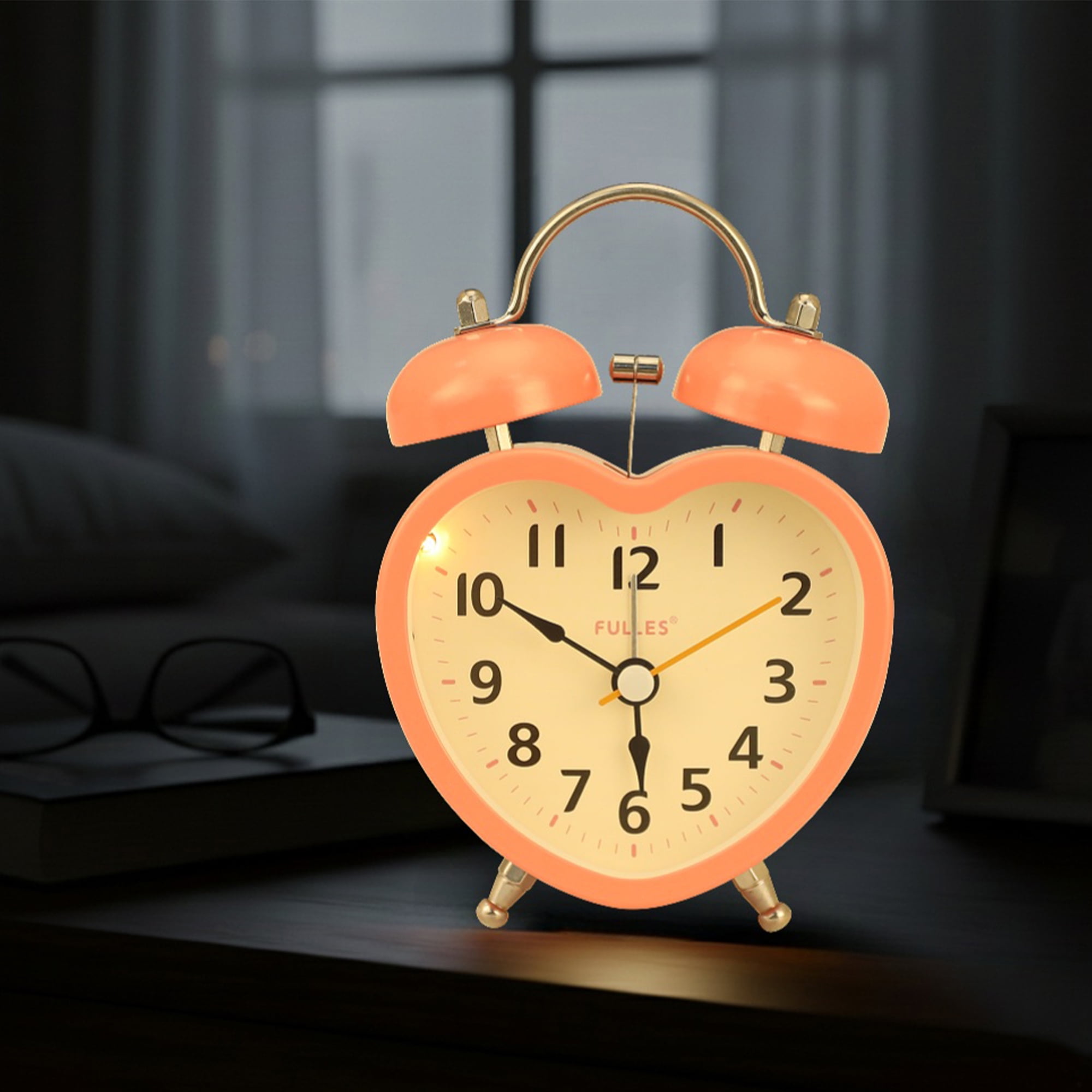 Unique Bargains Heart Shape Design Mechanical Alarm Clock Blue 5.1"L x 2.2"W x 3.3"H