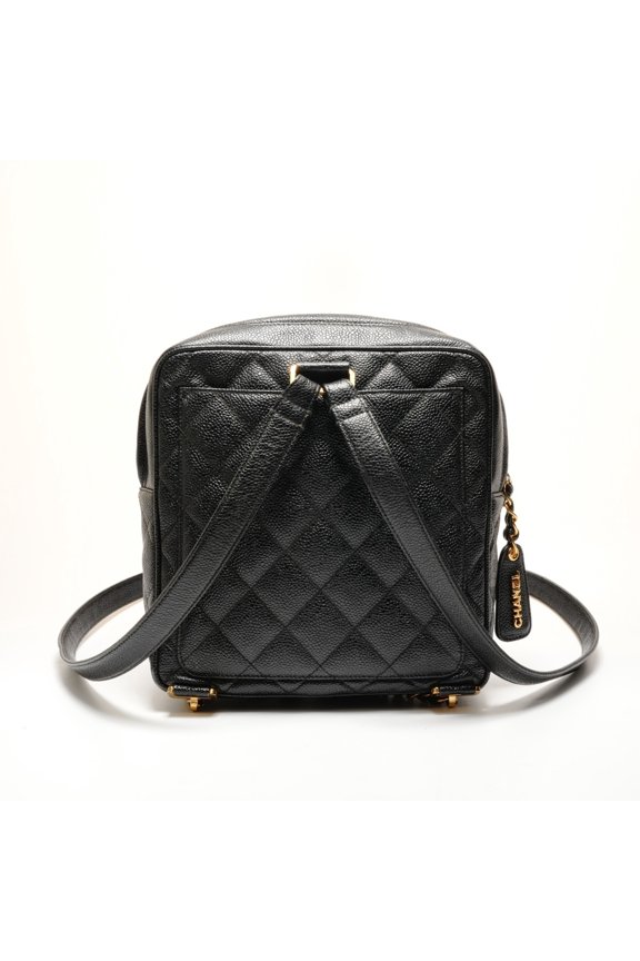 Pre-Owned CHANEL Caviar Turnlock Backpack/Daypack, Black, WS26262