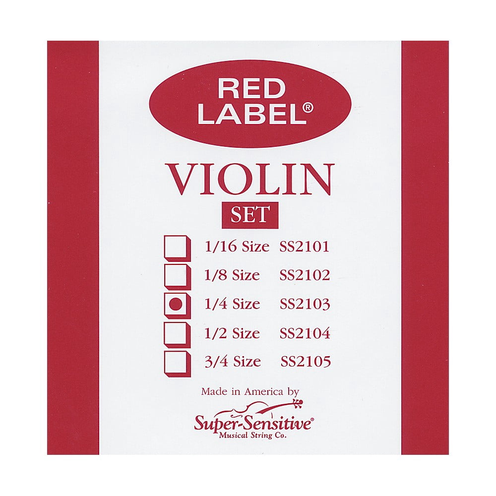 Super Sensitive Red Label Series Violin String Set 1/4 Size, Medium