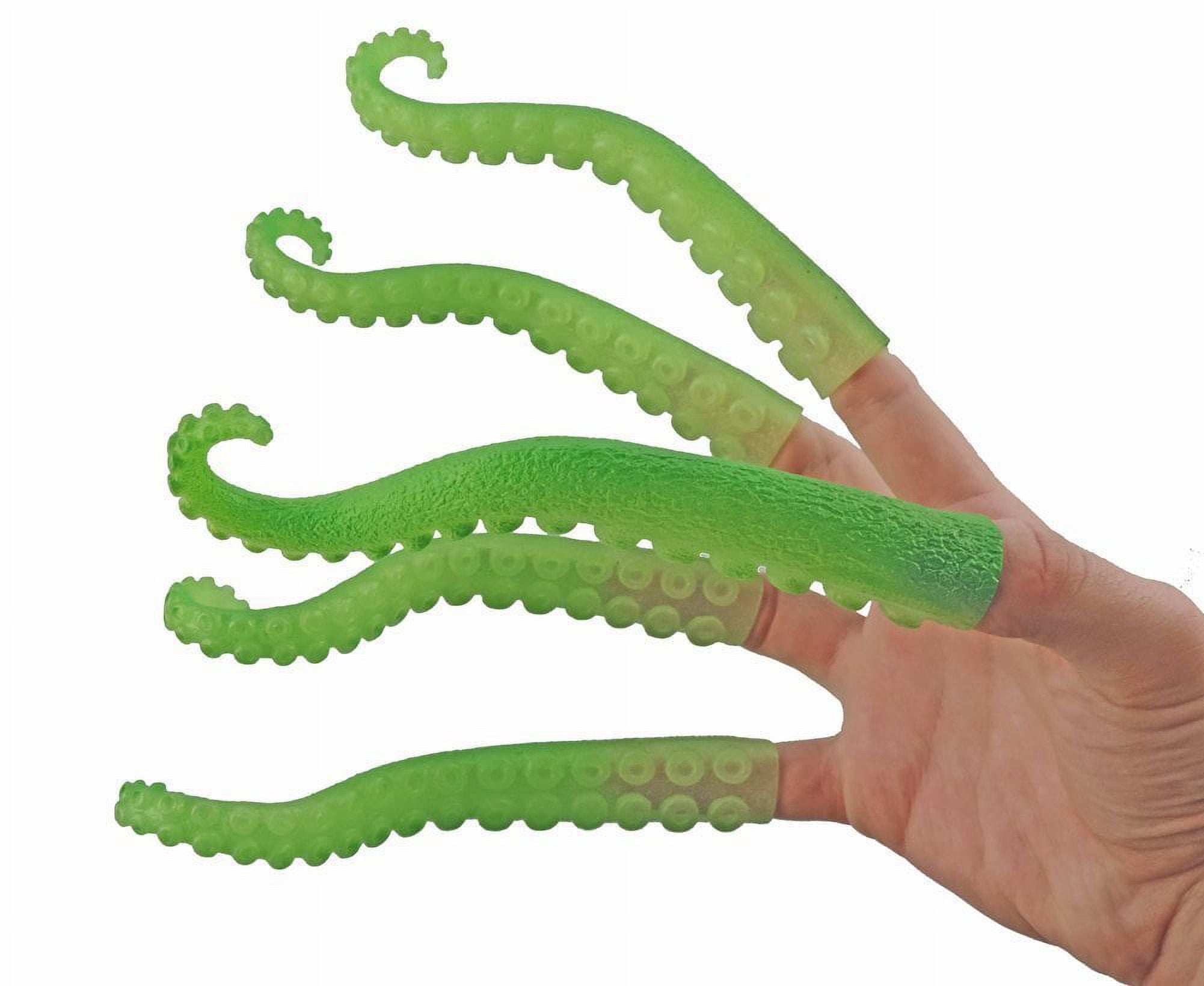 Archie McPhee Set Of Five Green Rubber Glow In The Dark Finger Tentacle ...