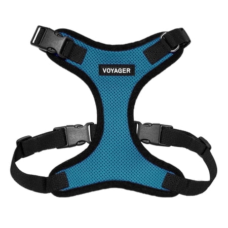 Voyager Step-In Lock Pet Harness - All Weather Mesh, Adjustable Step In Harness for Cats and Dogs by Best Pet Supplies - Turquoise/Black Trim, S