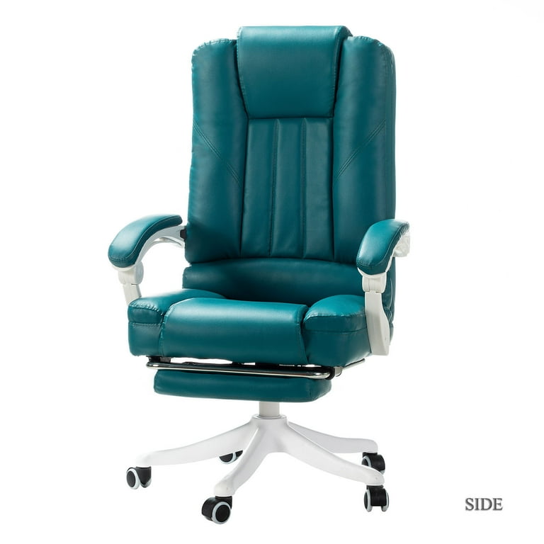 Executive Home Office Chair with Footrest 360 Swivel Computer Desk Chair with Wheels and Arms Ergonomic Adjustable Faux Leather Chair with Height