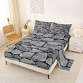thumbnail image 2 of Castle Fairy Abstract Rock Slate Texture King Sheets 4pcs,Geometric Stacked Stone Block Bedding,Charcoal Gray,1 Flat Sheet, 1 Fitted Sheet and 2 Pillowcases, 2 of 7