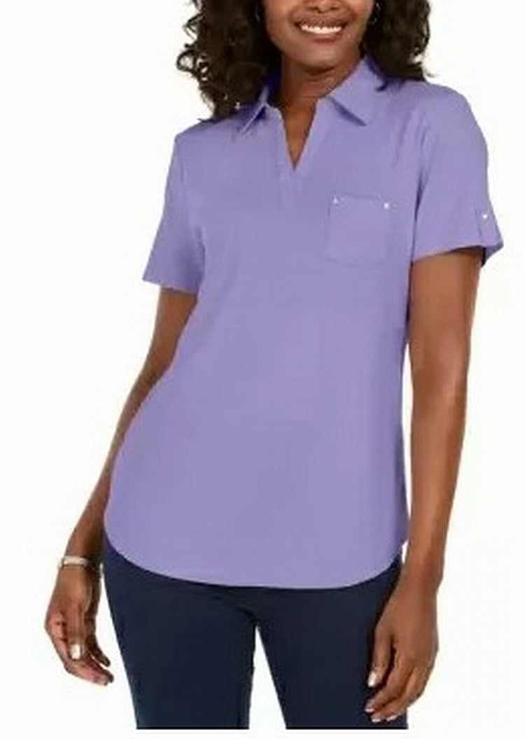 Karen Scott Womens Polo Shirt Lilac 