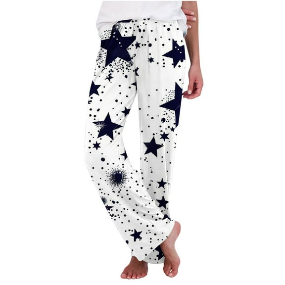 Women's Trendy Star Graphic Pajama Lounge Pants Elastic Waist Pajamas Bottoms for Women Comfy Pj Sleep Bottoms