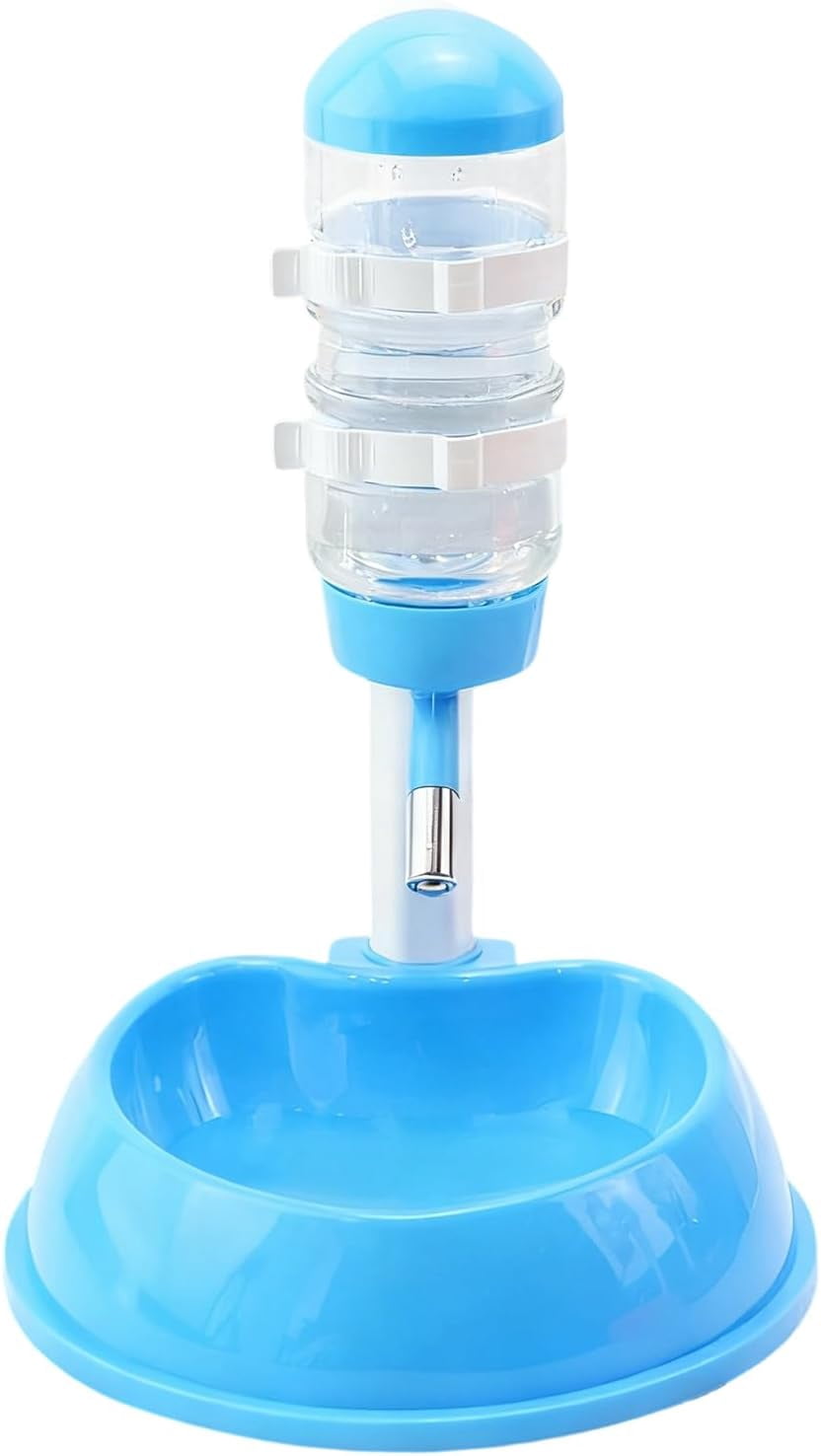 Upright Adjustable Dog Water Fountain, Splash Proof Detachable Bowl, Height Stand, Indoor Outdoor