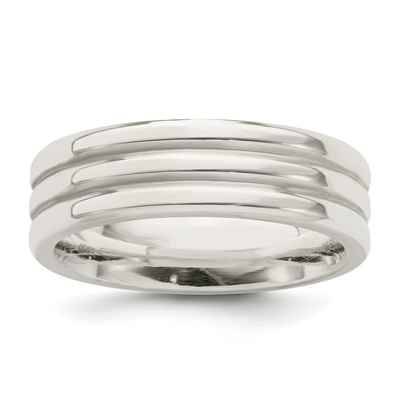 925 Sterling Silver 6mm Polished Fancy Band Ring Size 9