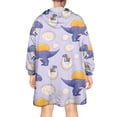 thumbnail image 2 of Wearable Oversized Blanket,LightPurple Cartoon Dinosaurs Eggs Pattern Wearable Blanket Hoodie for Adults,Cozy Hooded Blankets with Super Pockets,Super Warm Fuzzy Pullover for Women & Men, 2 of 6