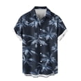 thumbnail image 5 of Zylanna Men's Casual Button Down Shirts with Pockets, Short Sleeve Collared Hawaiian Print Breathable Summer Beach Shirts for Men Navy, 5 of 6