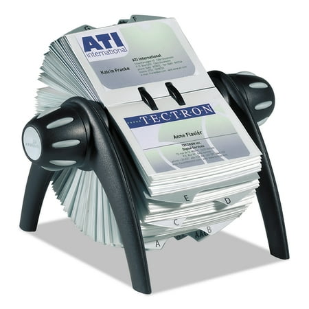 Durable VISIFIX Flip Rotary Business Card File, Holds 400 4 1/8 x 2 7/8 Cards, (Best Way To File Business Cards)