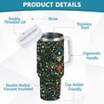thumbnail image 2 of Yayeee 40oz Stainless Steel Tumbler with Straw and Handle Double-Wall Insulated Travel Water Bottle, Green Flowers Pattern, 2 of 8