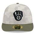 thumbnail image 2 of Men's New Era Light Beige/Olive Milwaukee Brewers 2025 Armed Forces Day Low Profile 59FIFTY Fitted Hat, 2 of 5