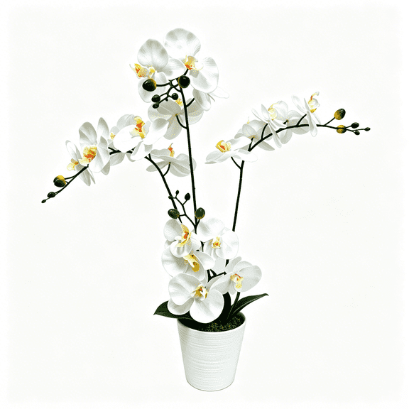 26"h Artificial Orchid Flowers & Plants Potted in Ceramic Pot, White Faux Phalaenopsis Orchids for Table Centerpiece, Realistic Fake Flower Arrangement for Home Office Decor Indoor
