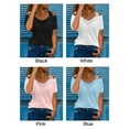 thumbnail image 3 of Plus Size Casual Summer Solid Color Lace Blouse T-Shirts Women's Tops Ladies Tops PINK S, 3 of 8